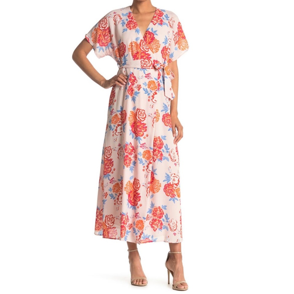 Collective Concepts Floral Print Wrap Maxi Dress